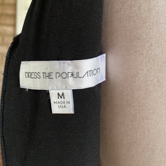 DRESS THE POPULATION BLACK SEQUIN MINI DRESS MEDIUM MADE IN USA - Picture 6 of 9